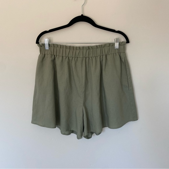 PaperBag Linen Shorts - Khaki main image 1